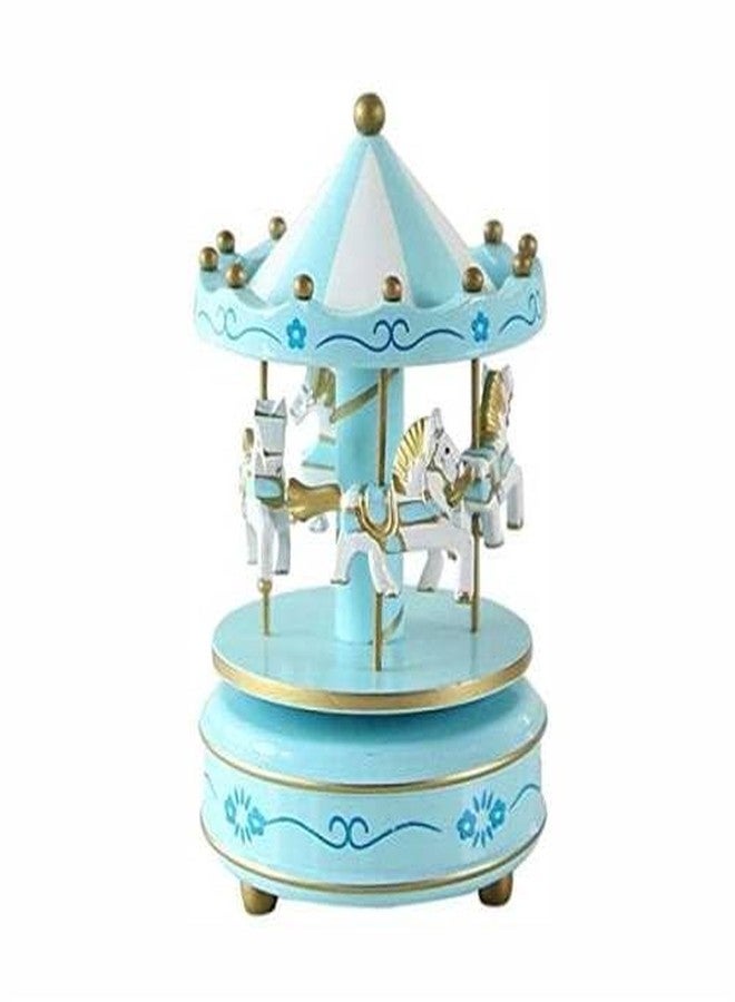 OM KRAFT Cake Topper Carousel Horse Music Box - Rotating Musical Merry Go Round Toy for Kids & Home Décor | Elegant Birthday Gift, Anniversary & Christmas Present (Blue & White) - Image 4